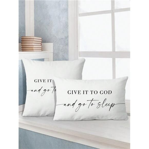 1PC Give It To God And Go To Sleep Words Pattern Pillows Covers - Picture 2 of 9